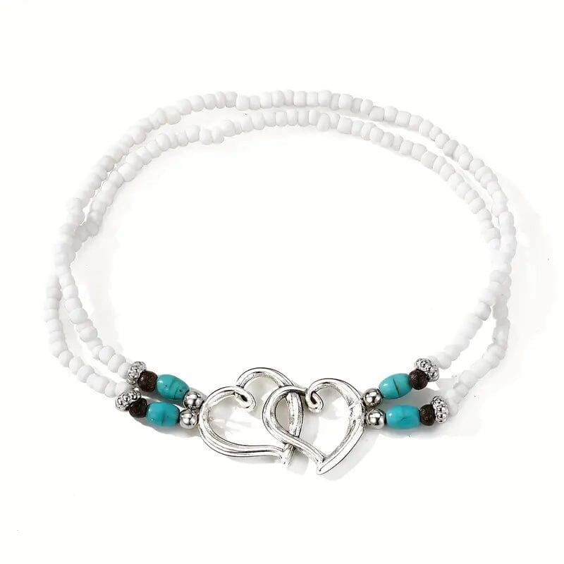 Double Openwork Heart Beaded Anklet Set with Mini Seed Beads Buy Cheap Huge Surprise
