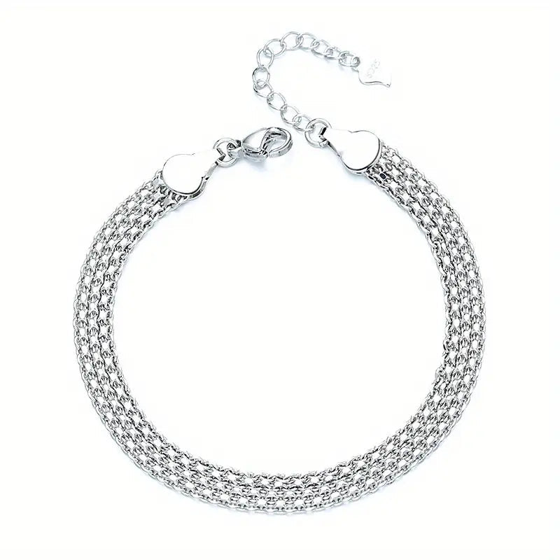 S925 Sterling Silver Chain Bracelet, Sparkling Mesh Embossing Pattern Jewelry Many Kinds Of Cheap Pice