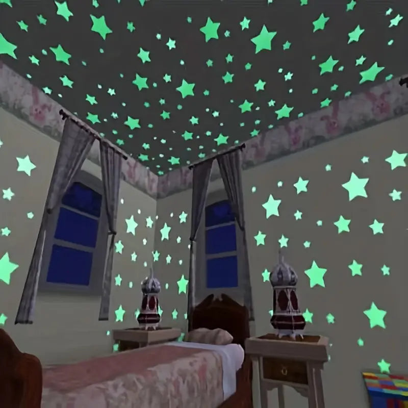 100-Pieces: Luminous Glow in the Dark Star Wall Stickers Really For Sale