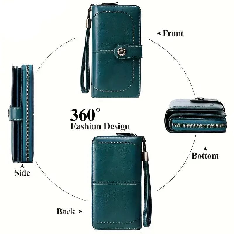 Leather Large Capacity Wallet Purse with RFID Blocking Outlet Affordable