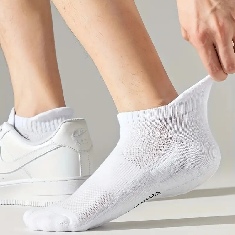 5-Pairs: Casual Ankle Boat Socks With Towel Bottom Sale Sast