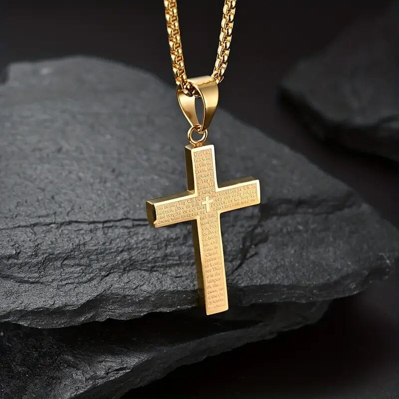 Titanium Steel Cross Prayer Pendant Necklace Free Shipping Best Pices