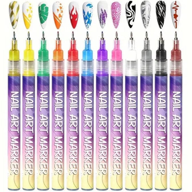 12-Color Nail Art Pen Set Quick Dry Acrylic Paint Markers Cheap Sale Pick A Best