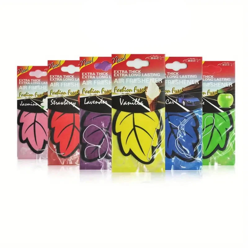 4-Pack: Car Air Freshener Natural Scented Tea Paper Auto Hanging Vanilla Perfume Fragrance Leaf Shape Tumblr