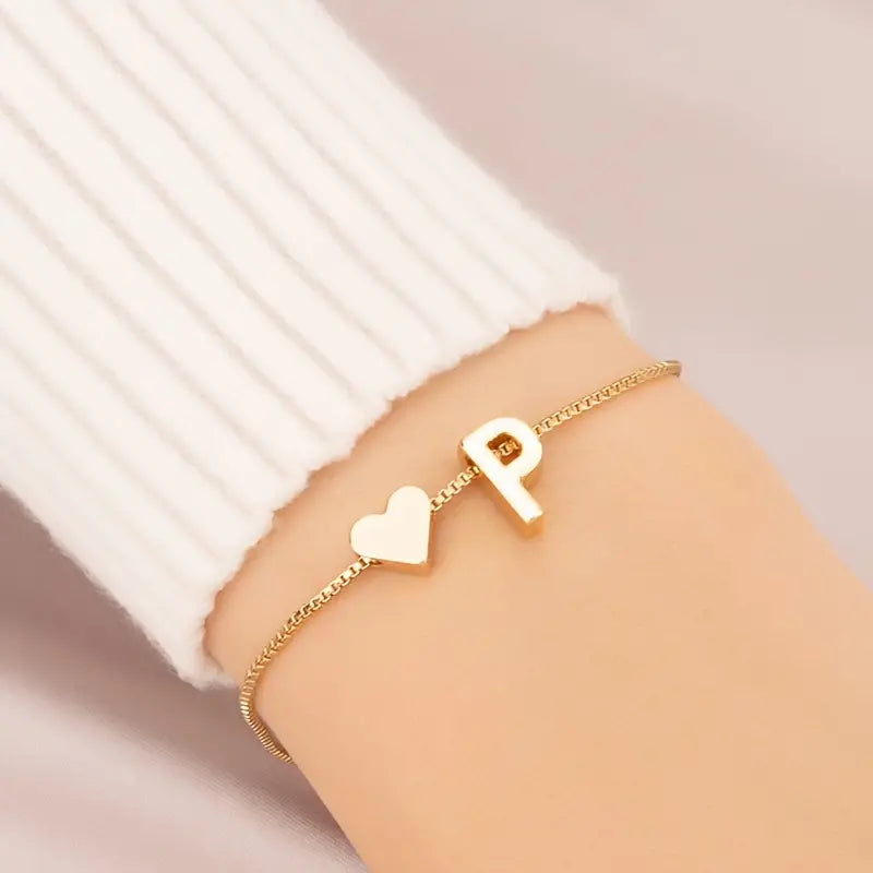 Elegant Love Heart Charm Bracelet - Delicate Minimalist Link Chain Cheap Online Store Manchester