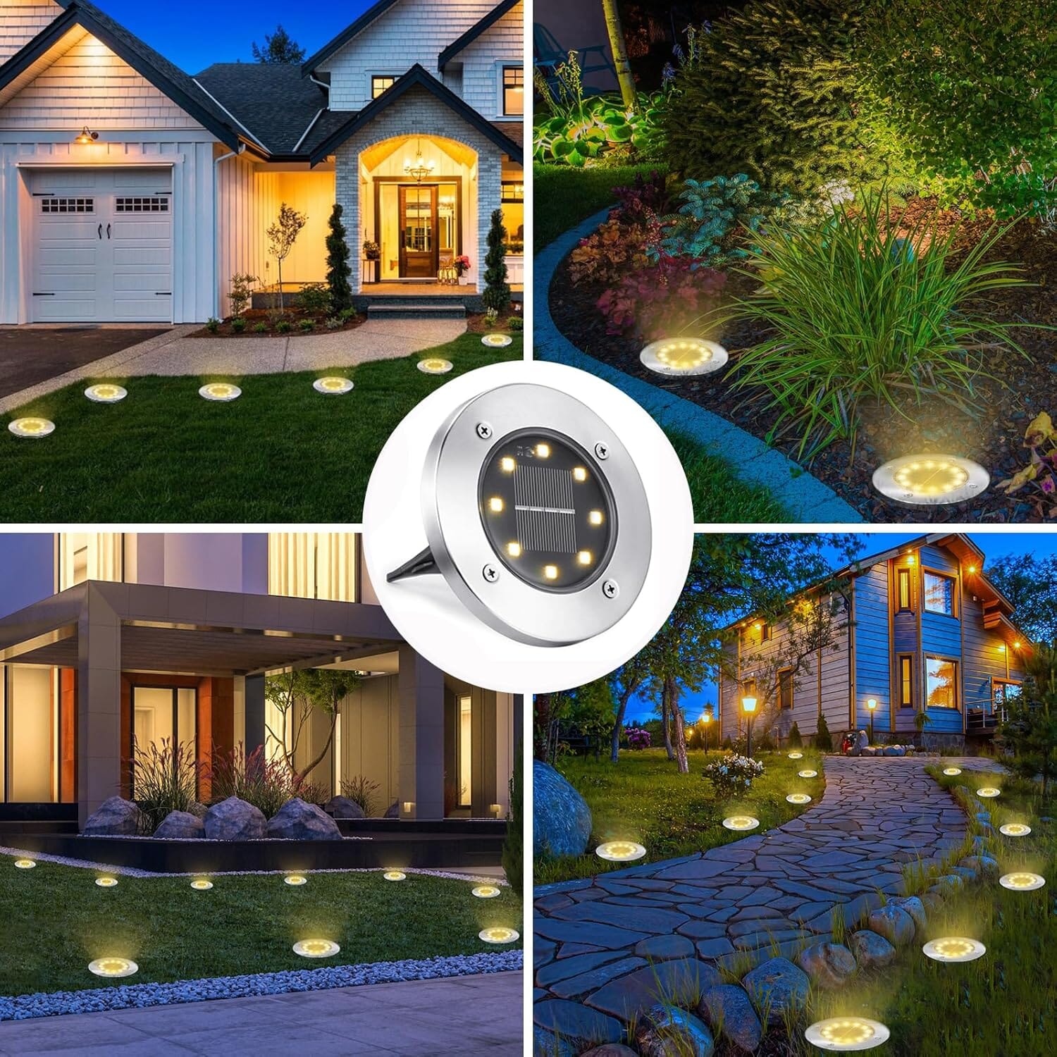 8-Pack: 8 LED Solar Disk Lights Waterproof Garden In-ground Pathway Lights Footlocker Finishline Cheap Pice