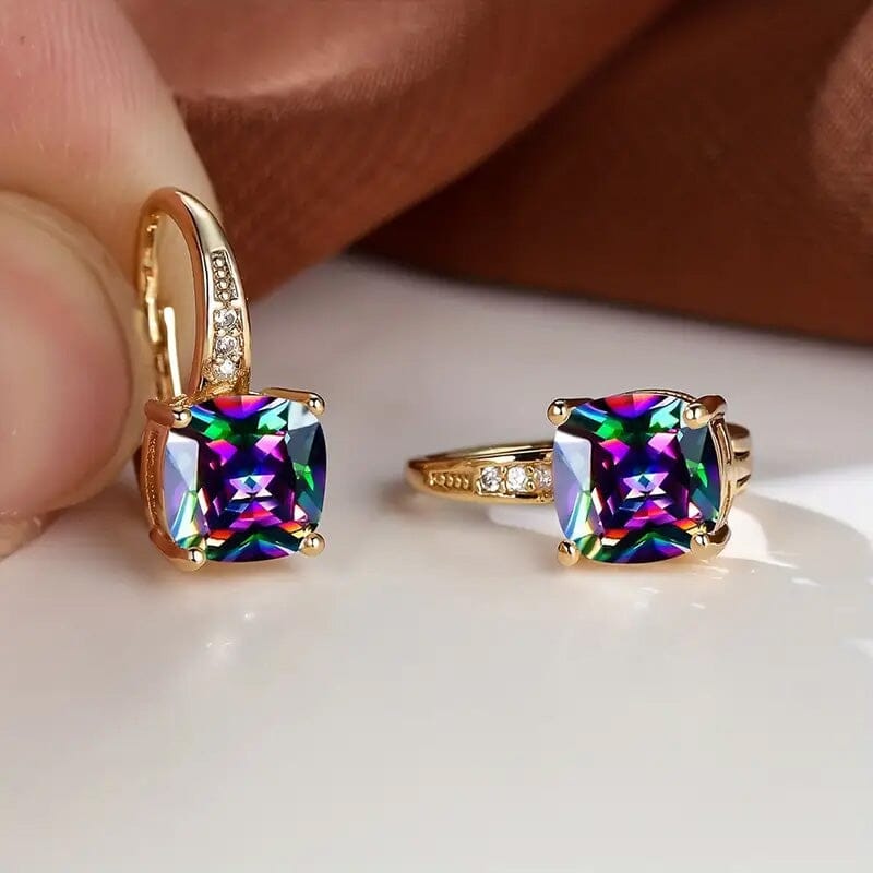 Multicolor Square Cut Stone Drop Earrings Buy Cheap 100% Guaranteed