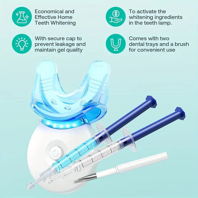 Teeth Whitening Gel Kit with 6 Teeth Cleaning Gel + 2 Dental Trays + Cleaning Led Light Cheap Sale Pay With Visa