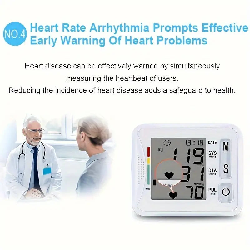 Wrist Blood Pressure Monitor with LCD Display, Adjustable Cuff with Irregular Heartbeat Detection Cheap Free Shipping