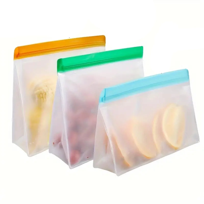 3-Piece Set: Reusable Silicone Food Storage Bag, Leak Proof And Reusable Freezer Bag - Small, Medium and Large Online Online With Mastercard