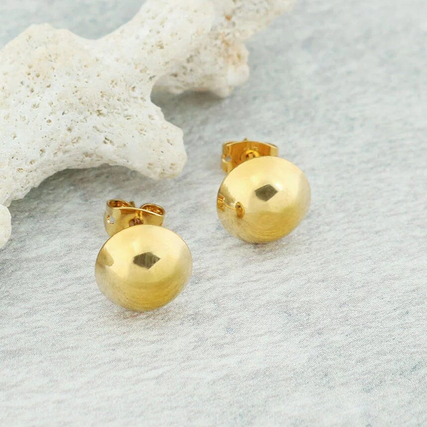 18K Gold Half Ball Stud Earrings Visit Online