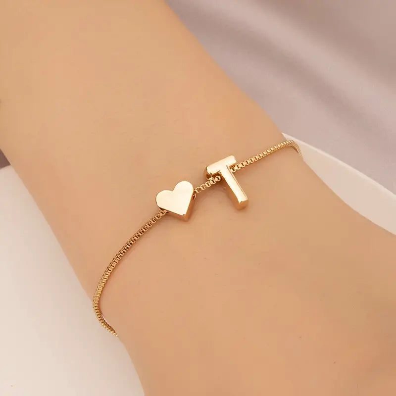 Elegant Love Heart Charm Bracelet - Delicate Minimalist Link Chain Cheap Online Store Manchester