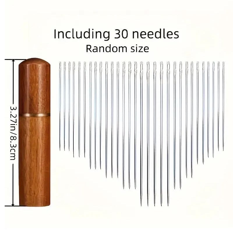 30-Pieces: Self-Threading Random Sizes Needles with Wooden Storage Tube Discount 2025 Newest