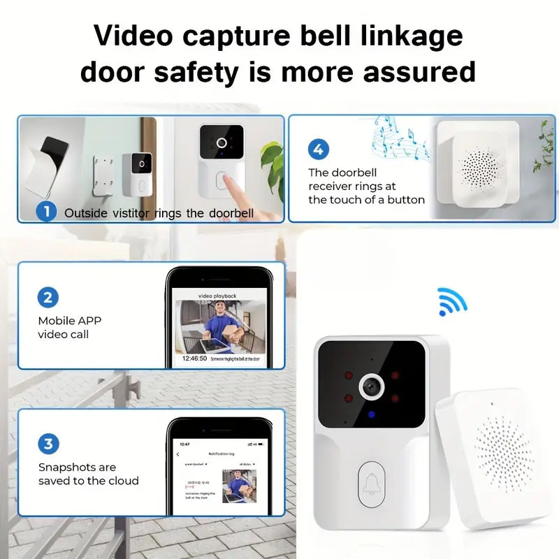 1080P WiFi Smart Video Doorbell with HD Night Vision, Two-Way Audio with App Control For Sale 2025