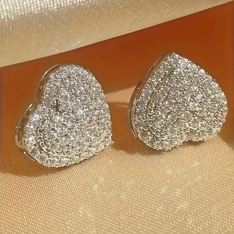 Elegant Heart-Shaped Zirconia Stud Earrings Stockist Online