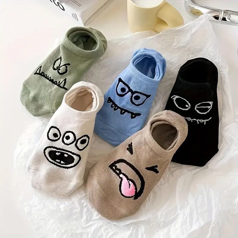 5-Pairs: Cartoon Print Low Cut Ankle Socks Buy Cheap Explore