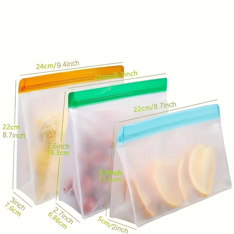 3-Piece Set: Reusable Silicone Food Storage Bag, Leak Proof And Reusable Freezer Bag - Small, Medium and Large Online Online With Mastercard