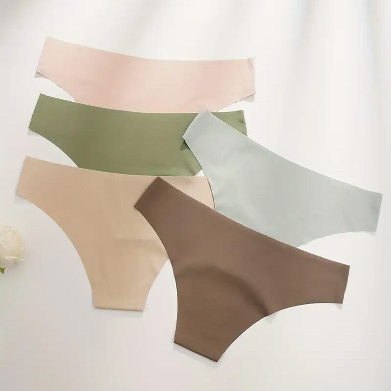 5-Pieces: Seamless Comfy Solid Panties Fashionable Sale Online