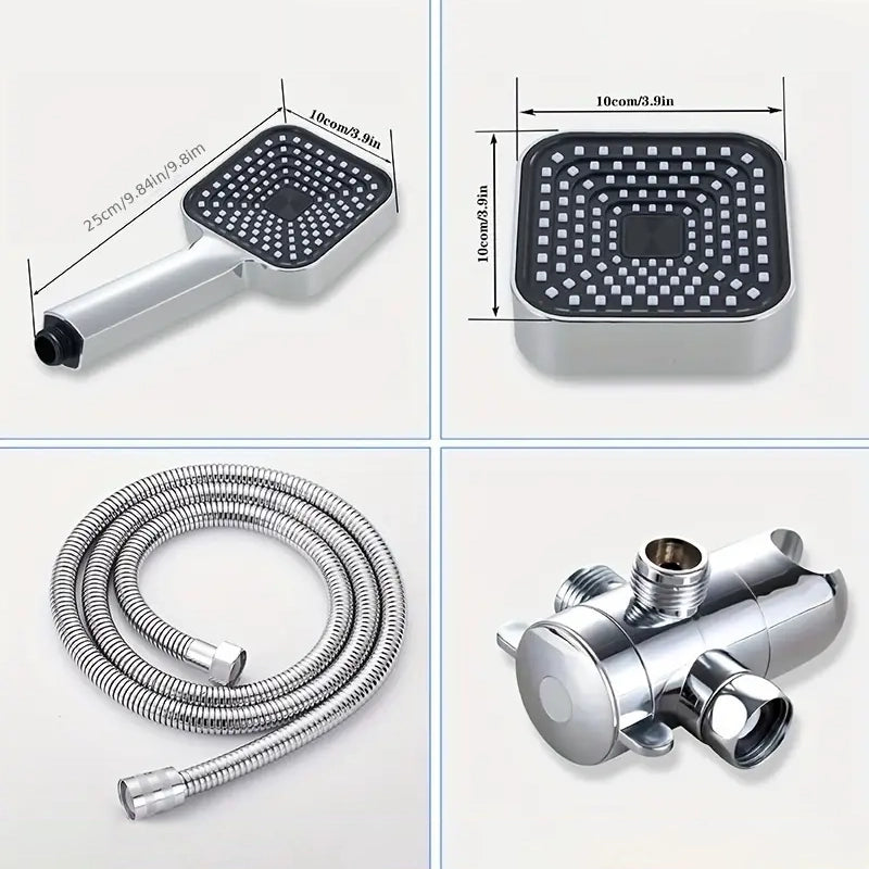 2-in-1 Handheld & Rainfall Shower Head Set with Long Hose and T-Valve Cheap Sale Visit New