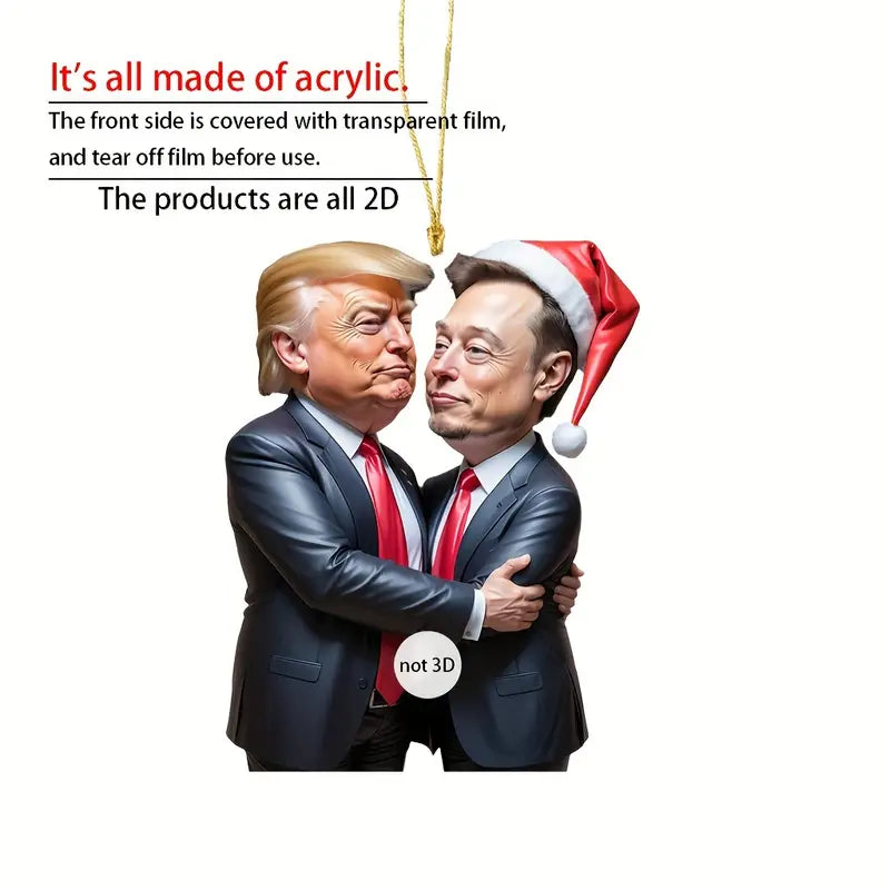 Trump & Musk Photo Acrylic Ornament Versatile Hanging Decor Clearance Fast Delivery