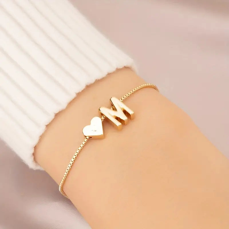 Elegant Love Heart Charm Bracelet - Delicate Minimalist Link Chain Cheap Online Store Manchester