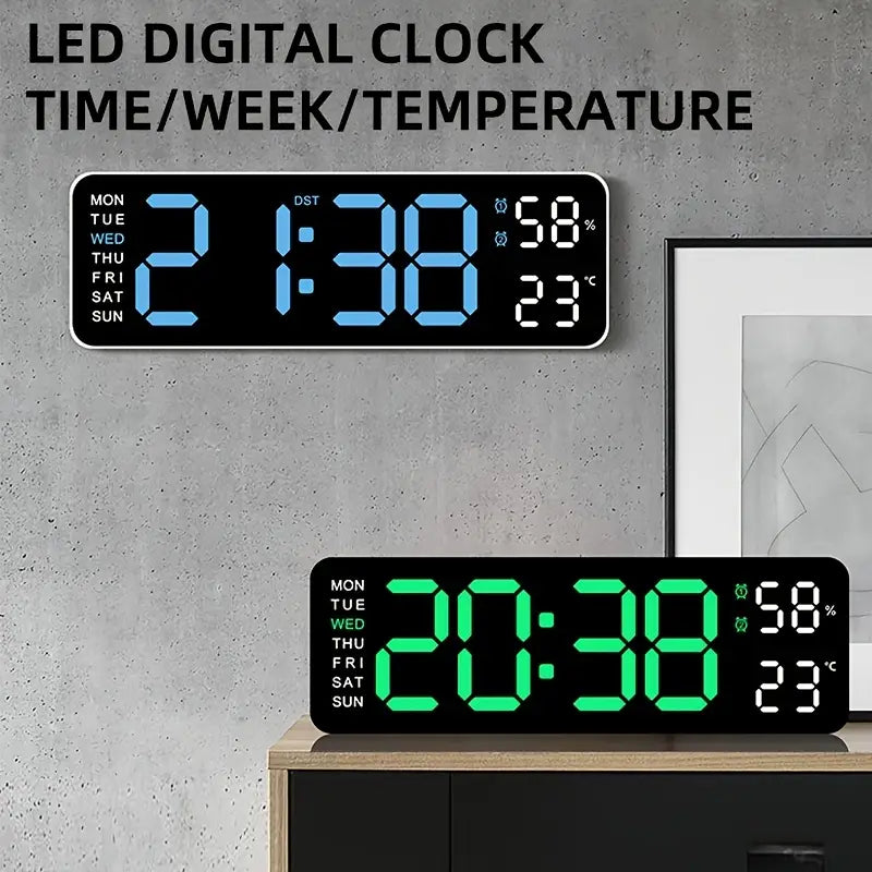 LED Digital Wall Clock with Large Display, Temperature & Humidity, Auto Light Sensor Many Kinds Of Cheap Pice