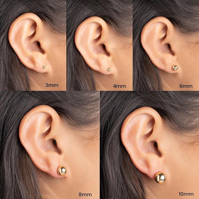 14k Gold Ball Stud Earrings, High Polish Finish Ball Studs Discount Collections