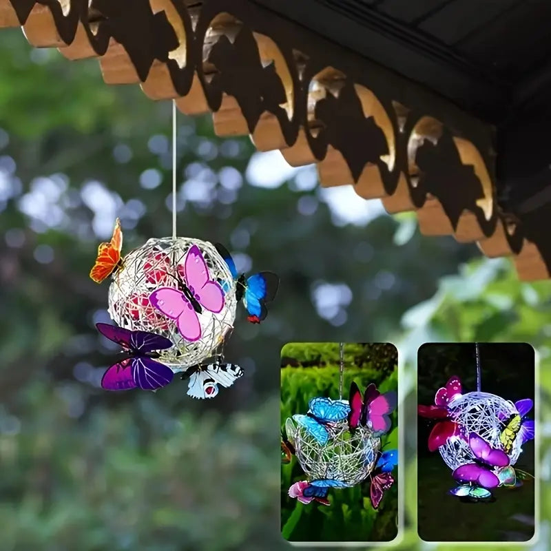 Solar Butterfly Wind Chime Lights, Garden Hanging Decor Lighting Fixture Discount Ebay