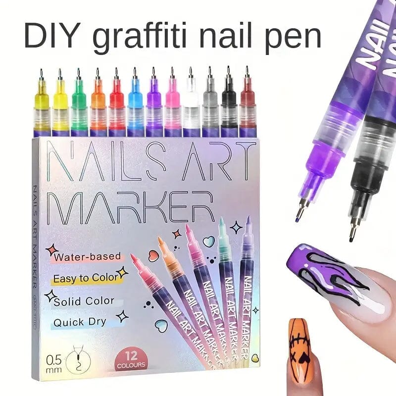 12-Color Nail Art Pen Set Quick Dry Acrylic Paint Markers Cheap Sale Pick A Best