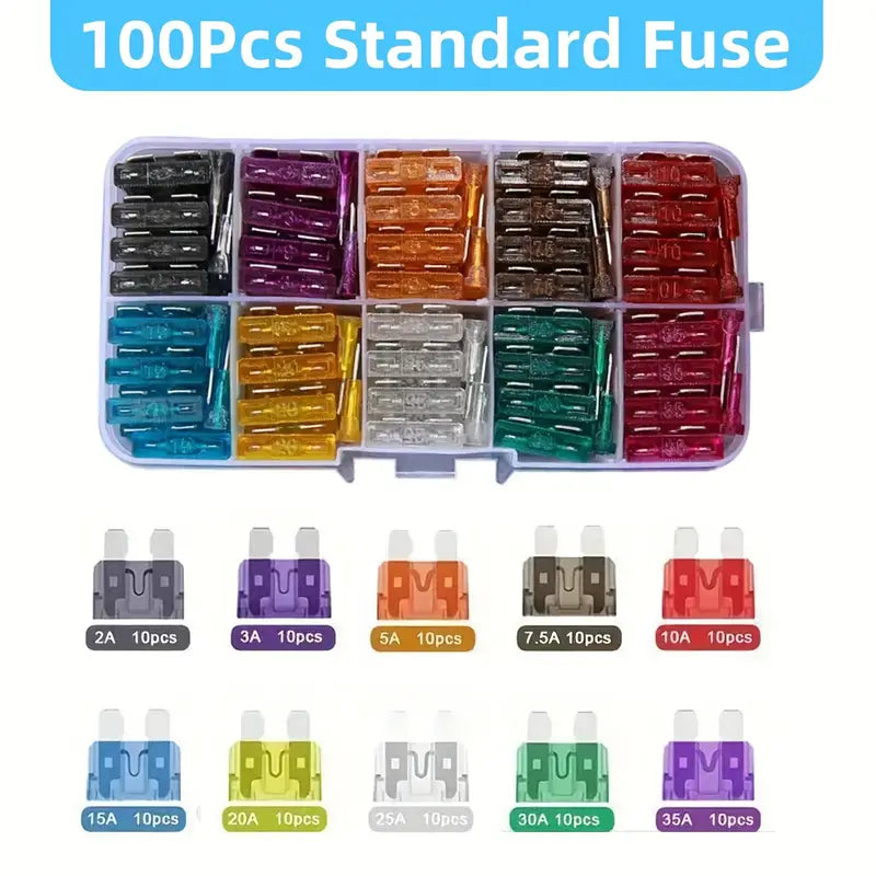 100-Pieces: Car Fuses Assortment Kit, Car Automotive RV Standard Fuses Cheap Browse