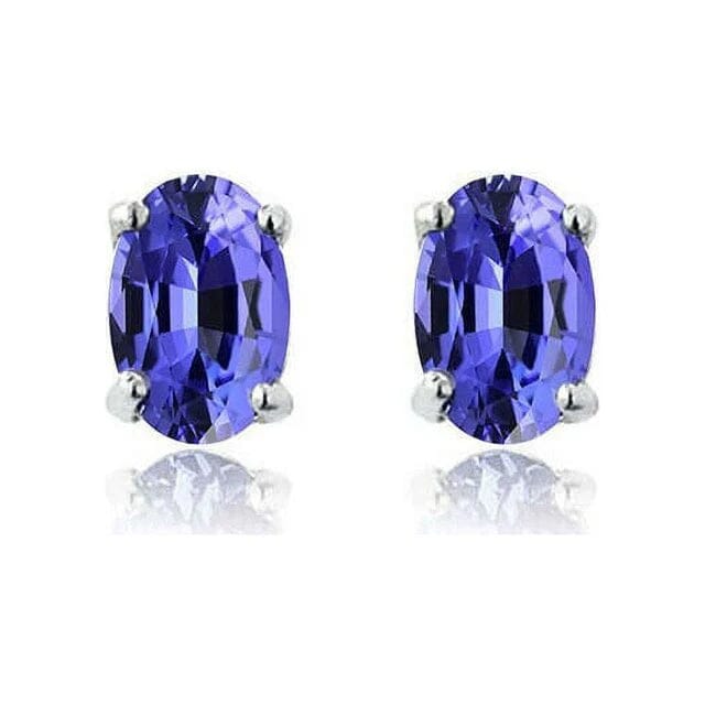 925 Sterling Silver 2.00ct Genuine Tanzanite Oval Stud Earrings For Sale Top Quality