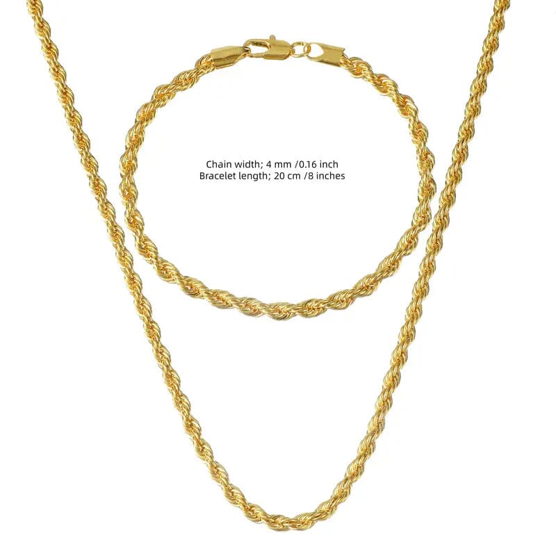 18K Gold European Classic Twist Necklace + Bracelet Cheapest Pice Online