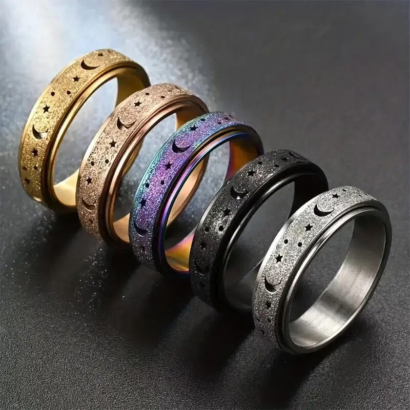 Rotatable Anxiety Fidget Ring Moon and Star Design Online Shop From China