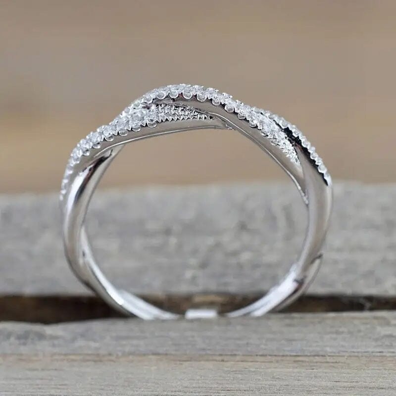 Minimalism 925 Silver Plated Zirconia Twist Ring Sale Authentic