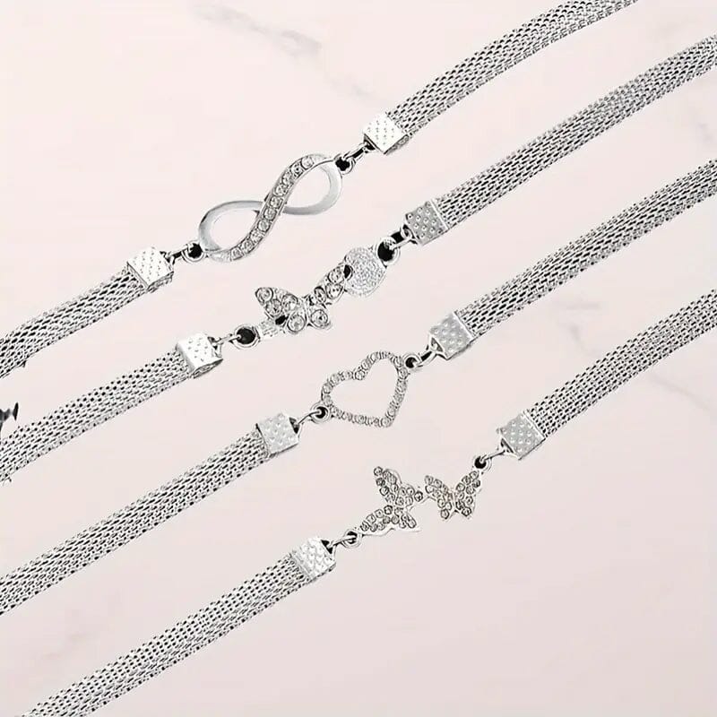 4-Pieces: Wide Edge Chain Anklets Set Sale Wholesale Pice