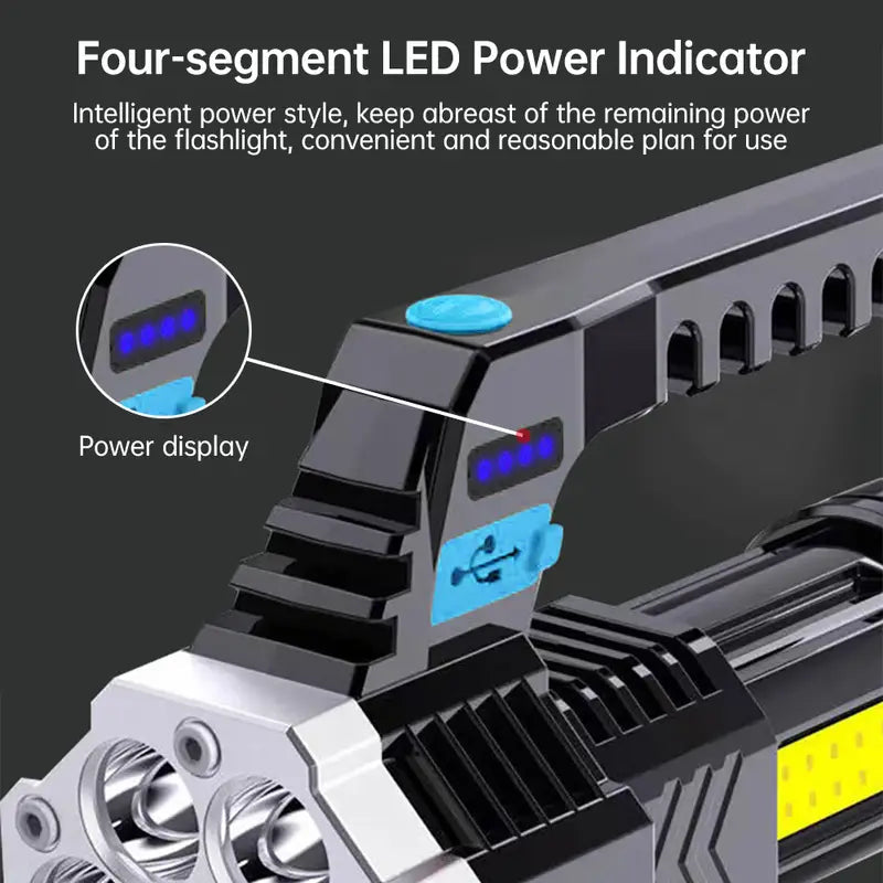 COB 7 LED Handheld Flashlight - Rechargeable, Portable, and Water-Resistant with USB Charging Sale Low Pice