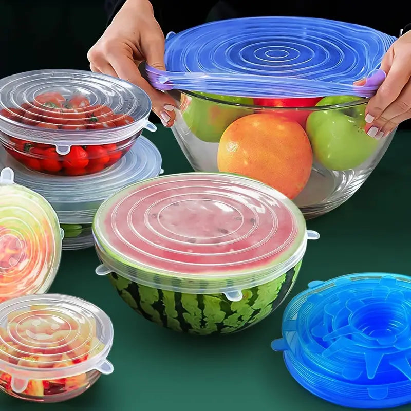 6-Piece Set: Silicone Stretch Lids, Reusable Durable Food Storage Lids Free Shipping Online