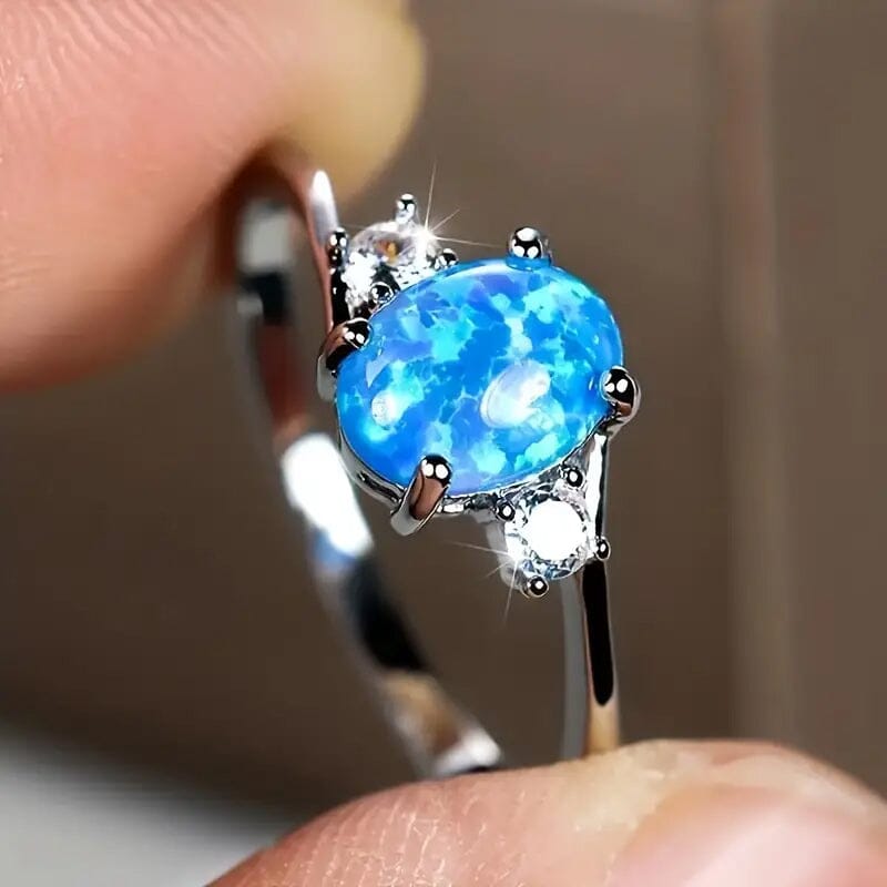 Exquisite Oval Artificial Opal Rings Free Shipping Sale Online