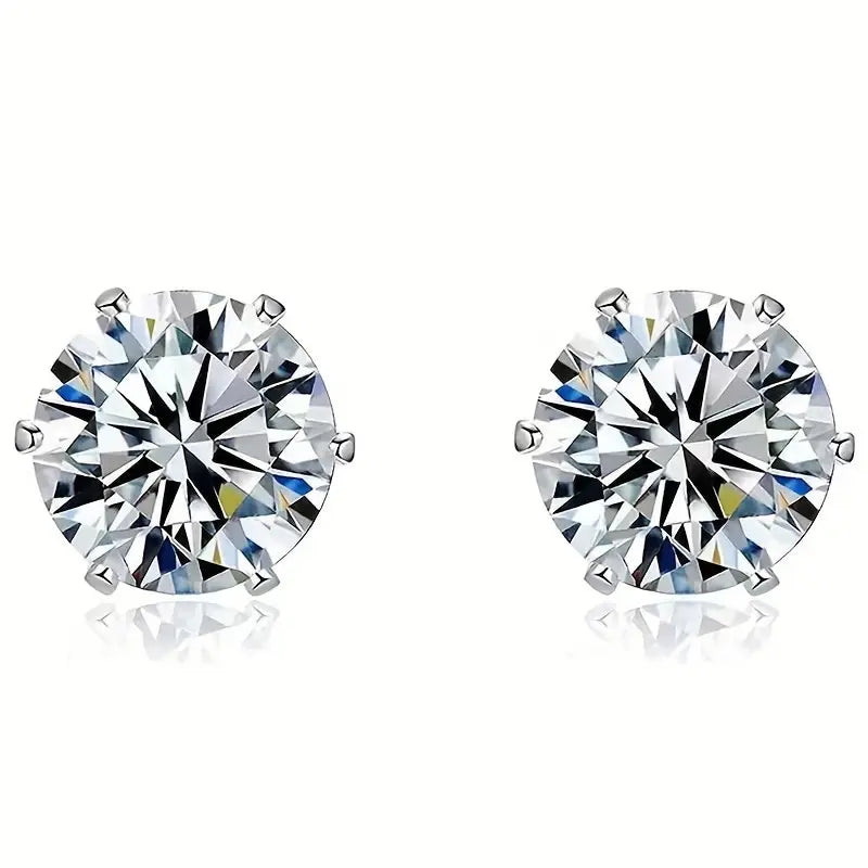 18K Gold Plated Ear Bone Buckle Stainless Steel 6-Prong Zirconia Stud Earrings Sale Outlet Locations