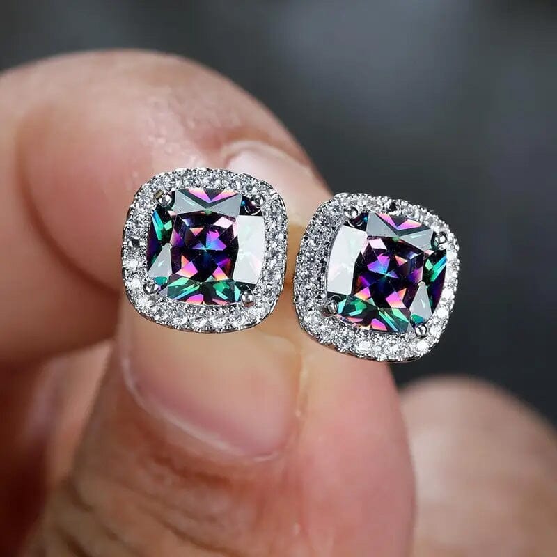 18K Gold Plated Colorful Square Shape Stud Earrings Clearance In China