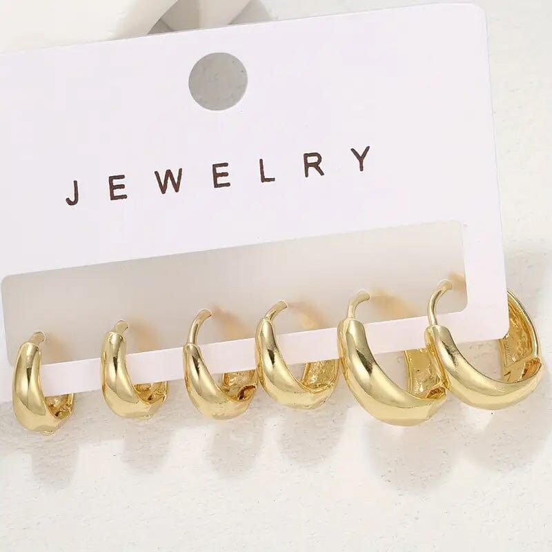 3-Pairs: Stylish and Simple Copper Earrings Outlet Footaction