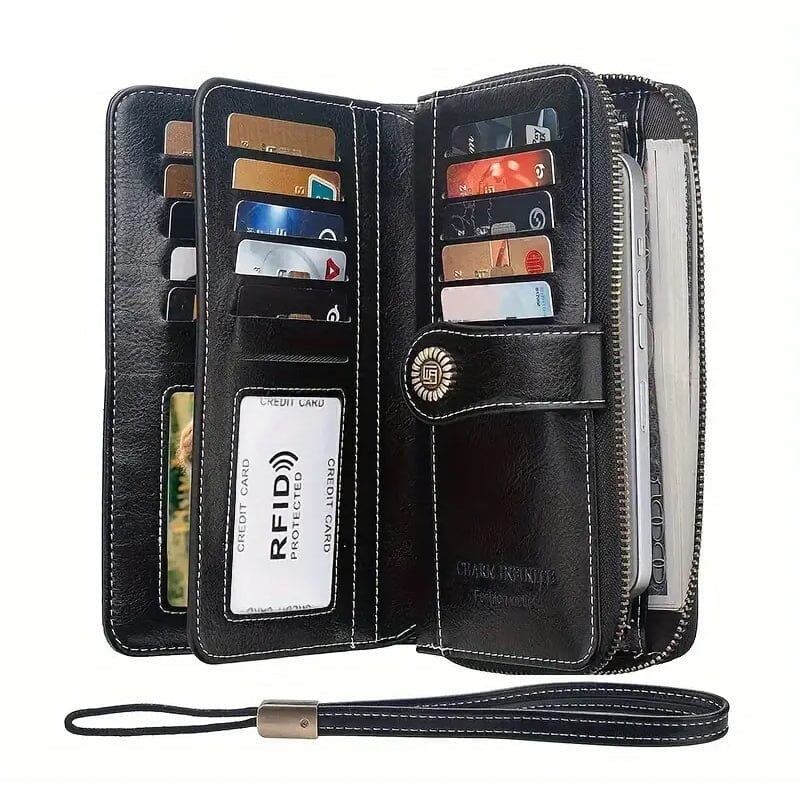 Leather Large Capacity Wallet Purse with RFID Blocking Outlet Affordable