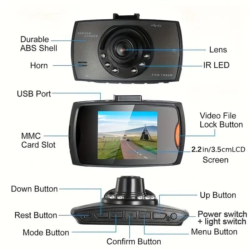 Full HD 1080P Camera Dash Cam with 140° Wide Angle View and IR Night Vision Recommend Online