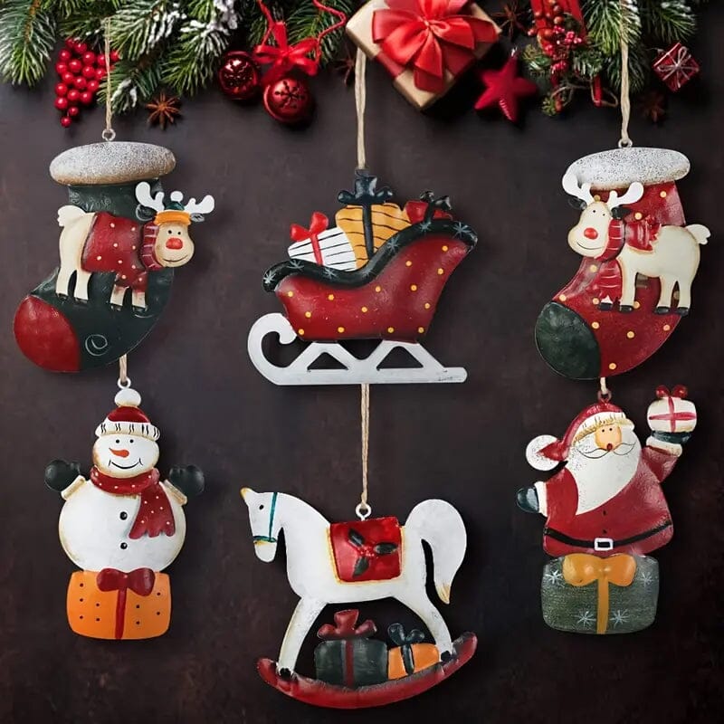 12-Pieces: Christmas Tree Colorful Resin Elk Pendant Decoration Cheap Sale