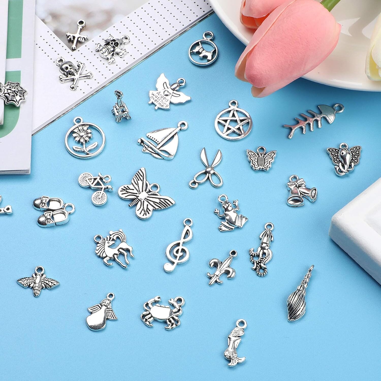 350-Pieces: Silver Charms for Jewelry Making Wholesale Bulk Tibetan Silver Charm Pendants for DIY Necklace Bracelet Earring Craft Supplies Free Shipping Cheap Online