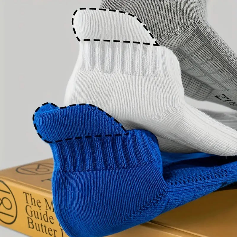 5-Pairs: Casual Ankle Boat Socks With Towel Bottom Sale Sast