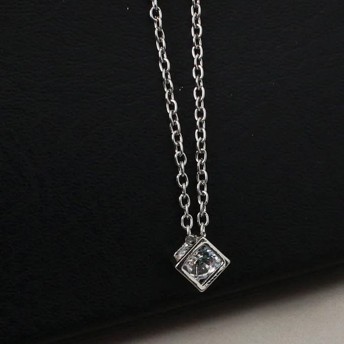 14K Gold Love Cube Three-Dimensional Diamond Shape Necklace Cz Pendant Original Cheap Pice