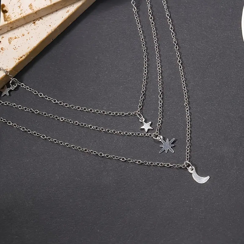 Star Moon Multi-layer Pendant Necklace Clearance Inexpensive