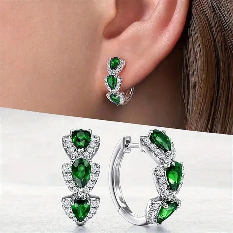 925 Sterling Silver Hoop Earrings with Synthetic Cubic Zirconia Buy Cheap Official Site