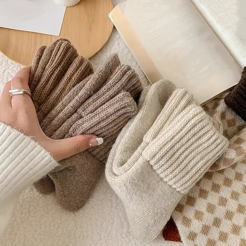5-Pairs: Women's Stockings & Hosiery Simple Solid Thickened Socks Outlet Best Place